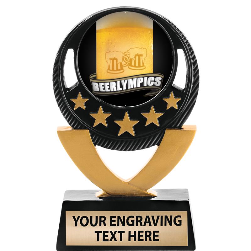 5"FIVE STAR BLK-GLD INS SCULP