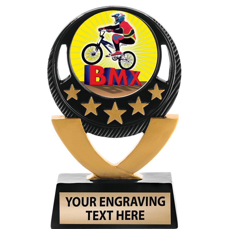 5"FIVE STAR BLK-GLD INS SCULP