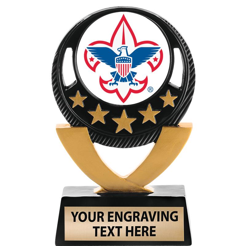 5"FIVE STAR BLK-GLD INS SCULP