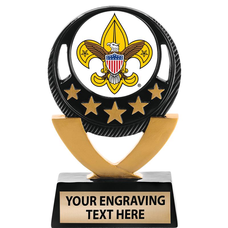 5"FIVE STAR BLK-GLD INS SCULP