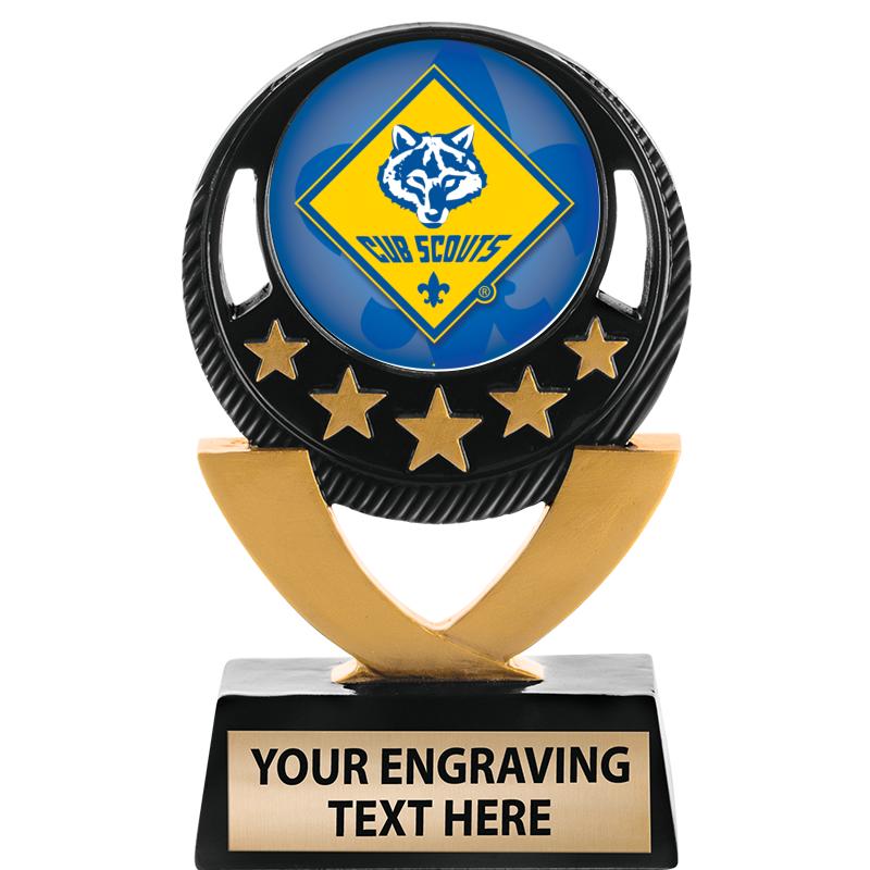 5"FIVE STAR BLK-GLD INS SCULP