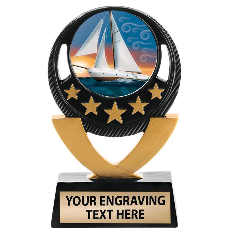 5"FIVE STAR BLK-GLD INS SCULP