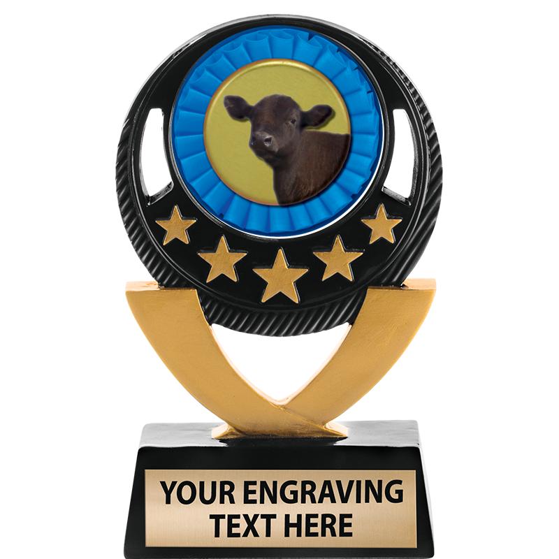 5"FIVE STAR BLK-GLD INS SCULP