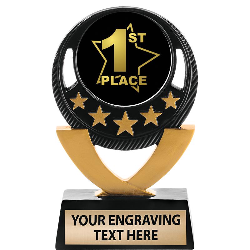 5"FIVE STAR BLK-GLD INS SCULP