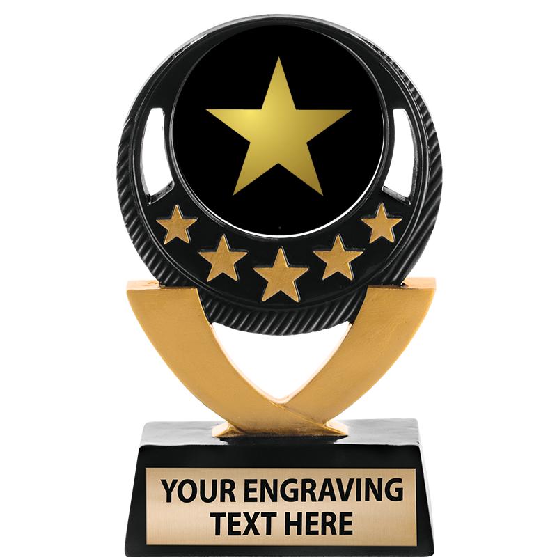 5"FIVE STAR BLK-GLD INS SCULP