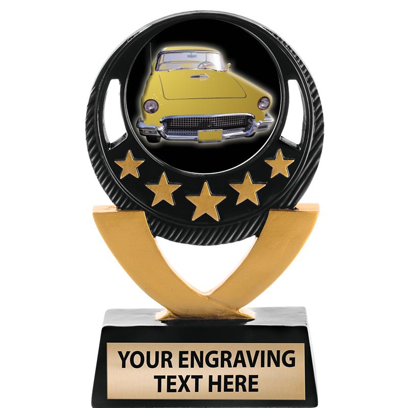 5"FIVE STAR BLK-GLD INS SCULP