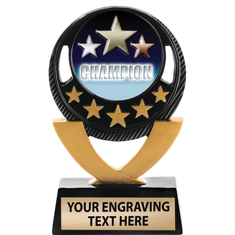 5"FIVE STAR BLK-GLD INS SCULP