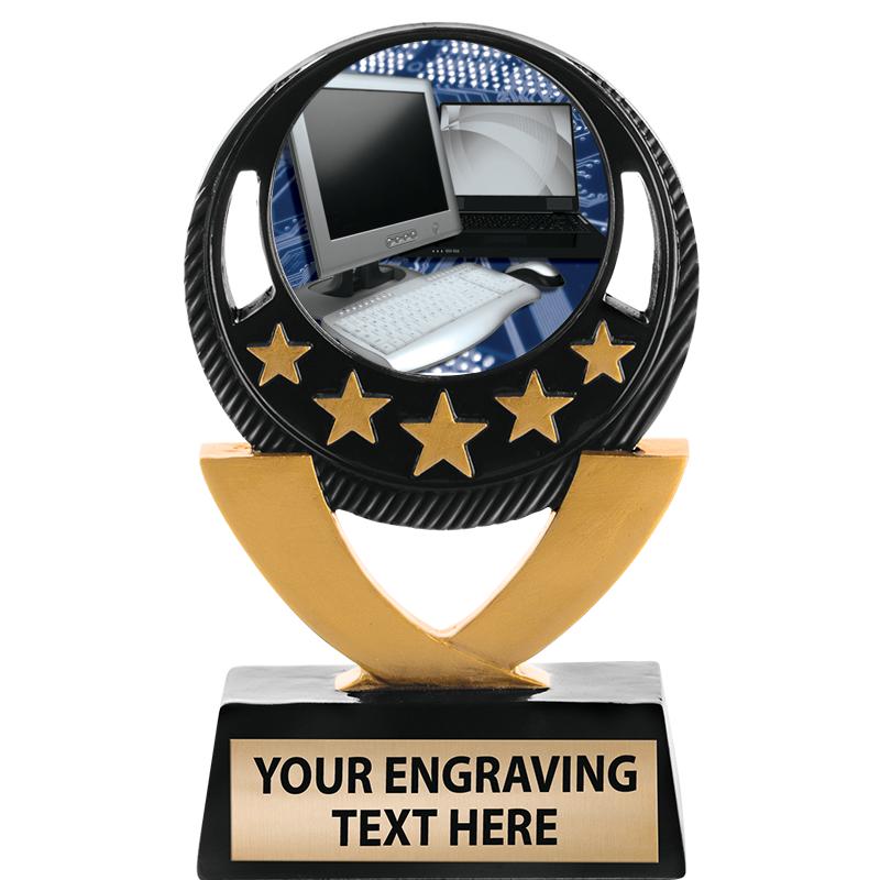 5"FIVE STAR BLK-GLD INS SCULP