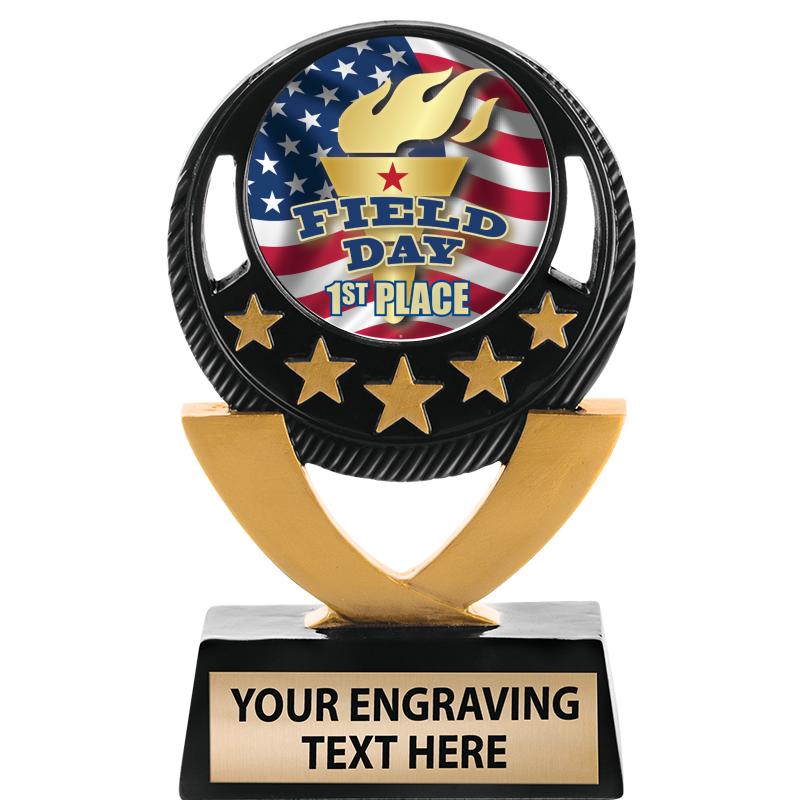 5"FIVE STAR BLK-GLD INS SCULP