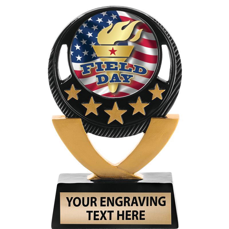 5"FIVE STAR BLK-GLD INS SCULP