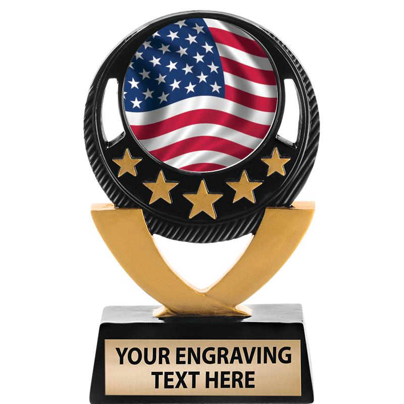 5"FIVE STAR BLK-GLD INS SCULP