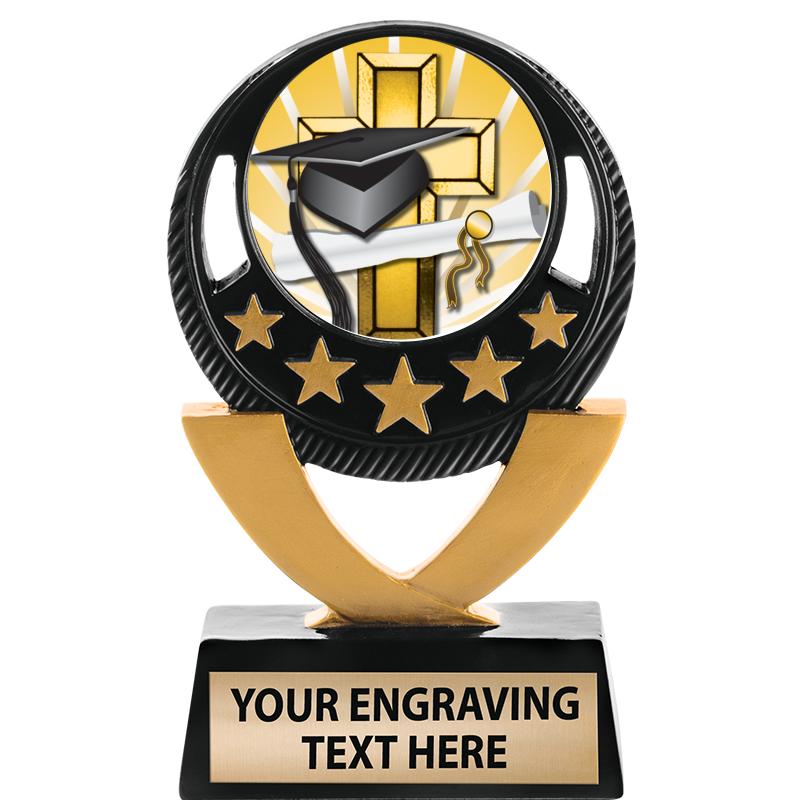 5"FIVE STAR BLK-GLD INS SCULP