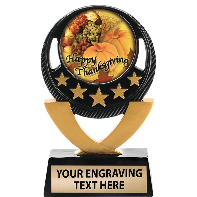 5"FIVE STAR BLK-GLD INS SCULP