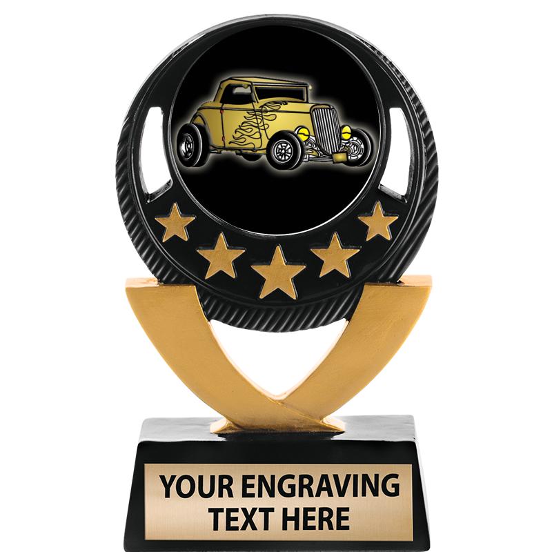 5"FIVE STAR BLK-GLD INS SCULP