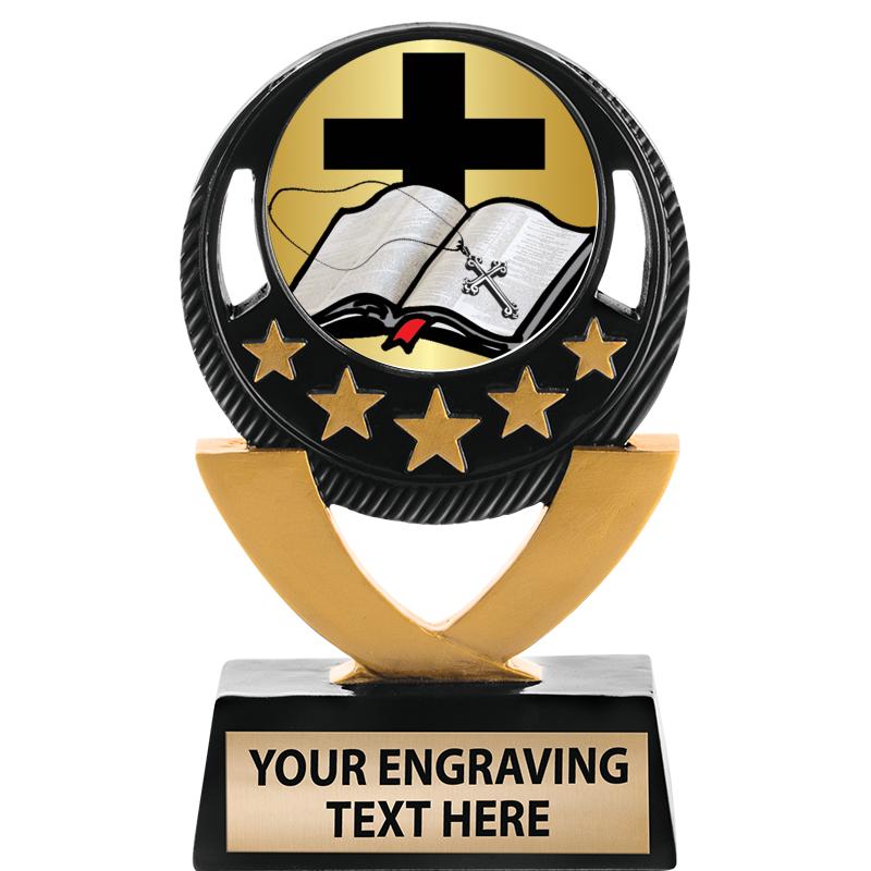 5"FIVE STAR BLK-GLD INS SCULP