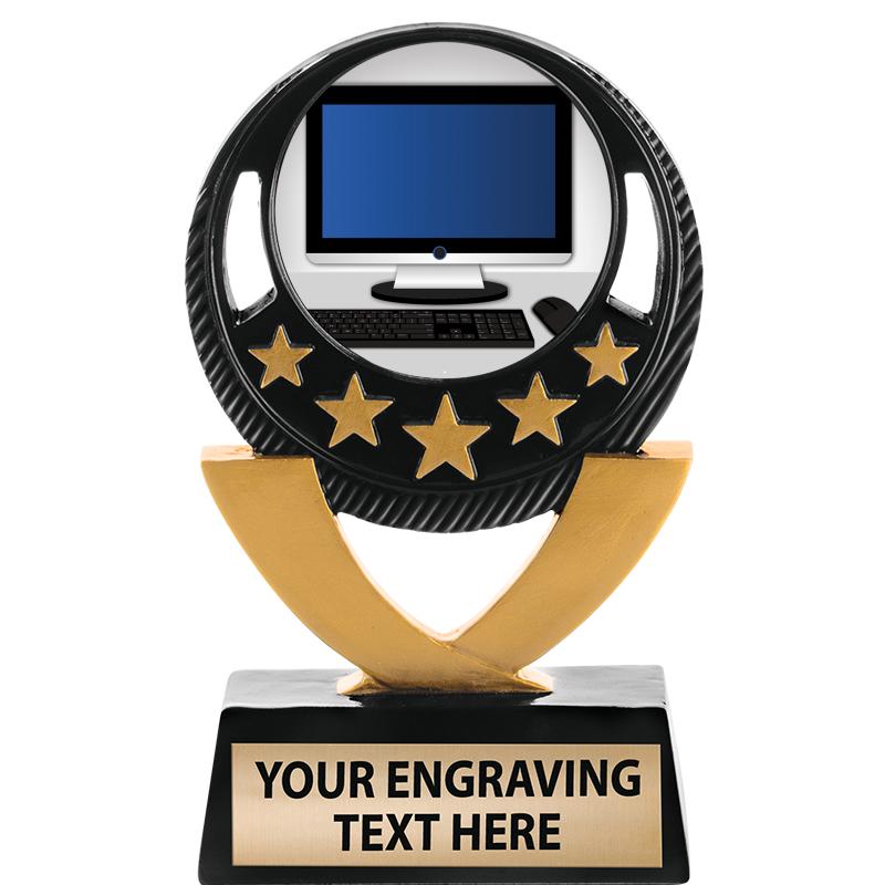 5"FIVE STAR BLK-GLD INS SCULP