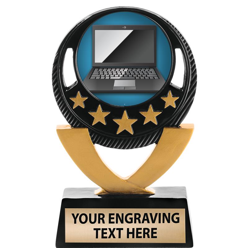 5"FIVE STAR BLK-GLD INS SCULP