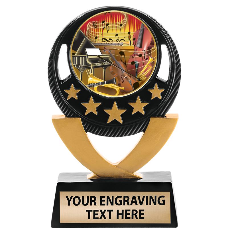 5"FIVE STAR BLK-GLD INS SCULP