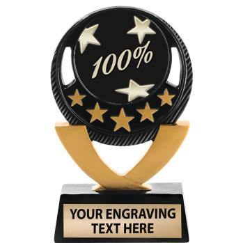 5"FIVE STAR BLK-GLD INS SCULP