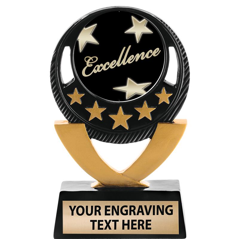 5"FIVE STAR BLK-GLD INS SCULP