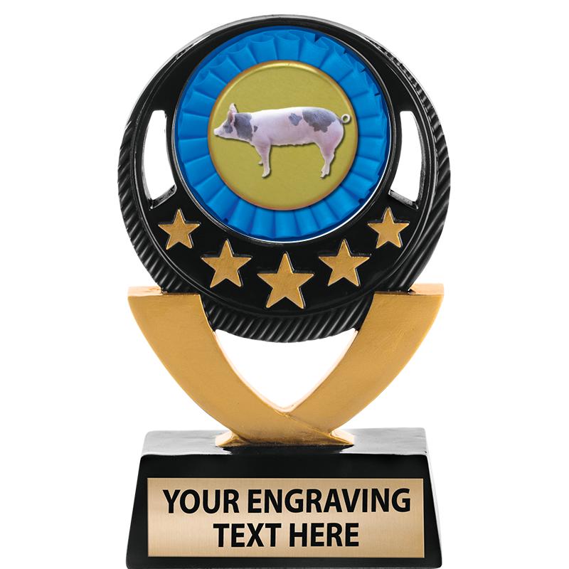 5"FIVE STAR BLK-GLD INS SCULP