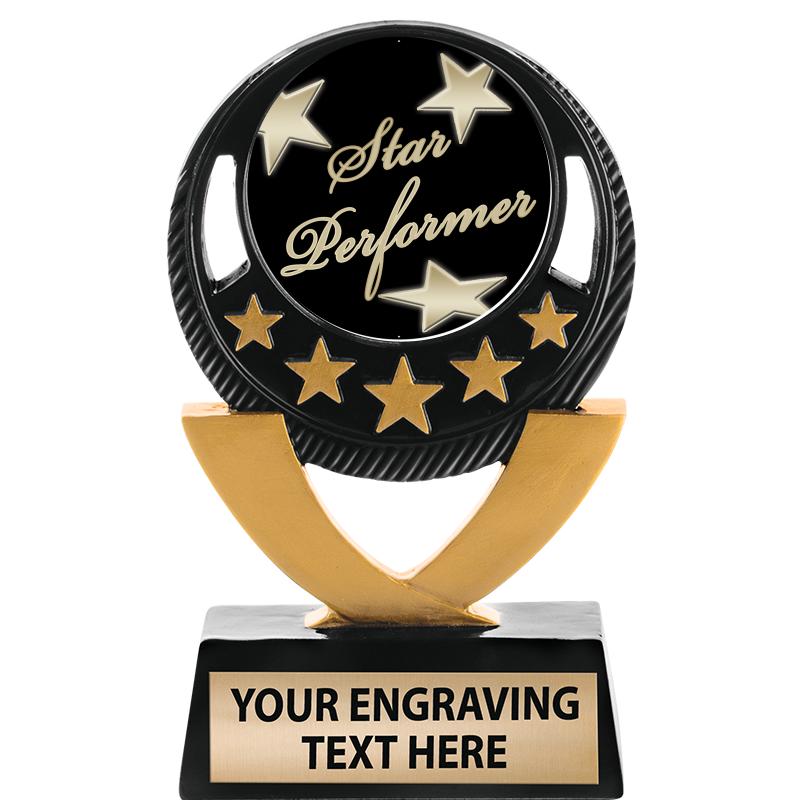 5"FIVE STAR BLK-GLD INS SCULP