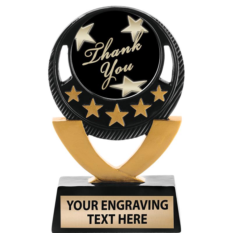 5"FIVE STAR BLK-GLD INS SCULP