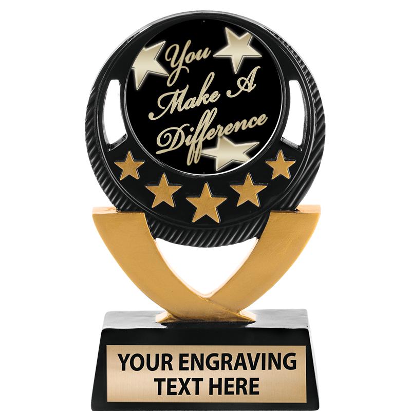 5"FIVE STAR BLK-GLD INS SCULP