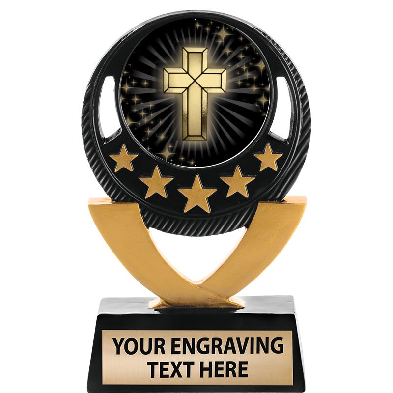 5"FIVE STAR BLK-GLD INS SCULP