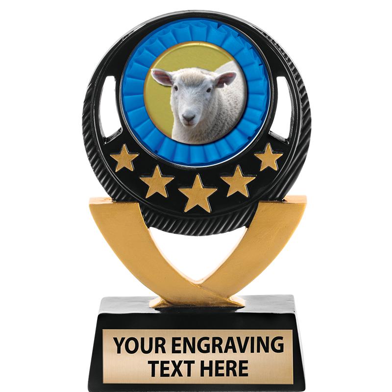 5"FIVE STAR BLK-GLD INS SCULP