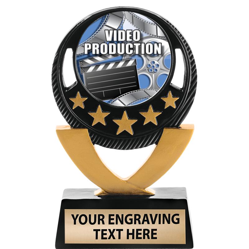 5"FIVE STAR BLK-GLD INS SCULP