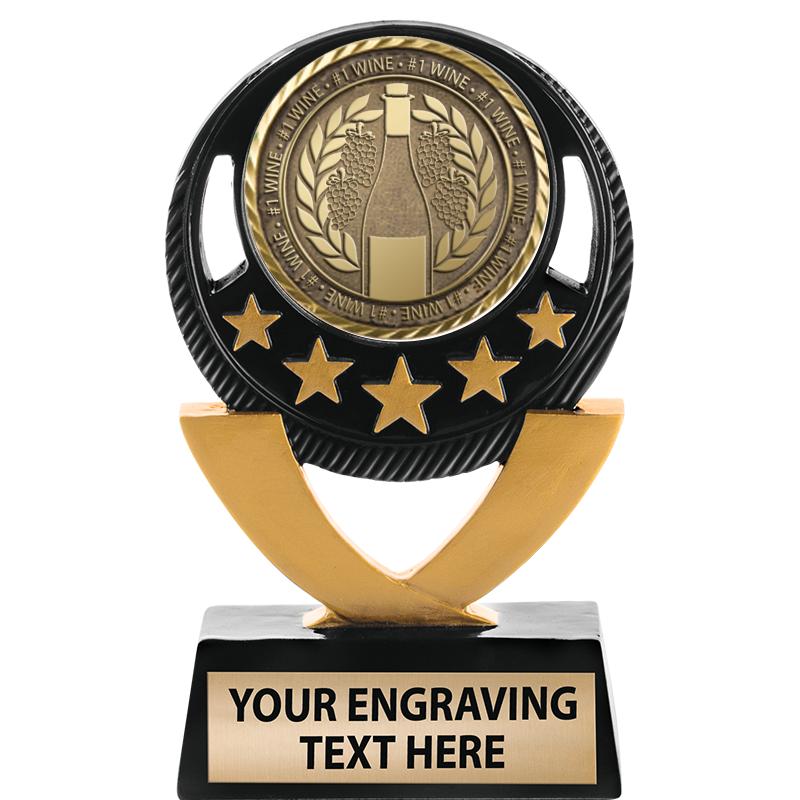 5"FIVE STAR BLK-GLD INS SCULP