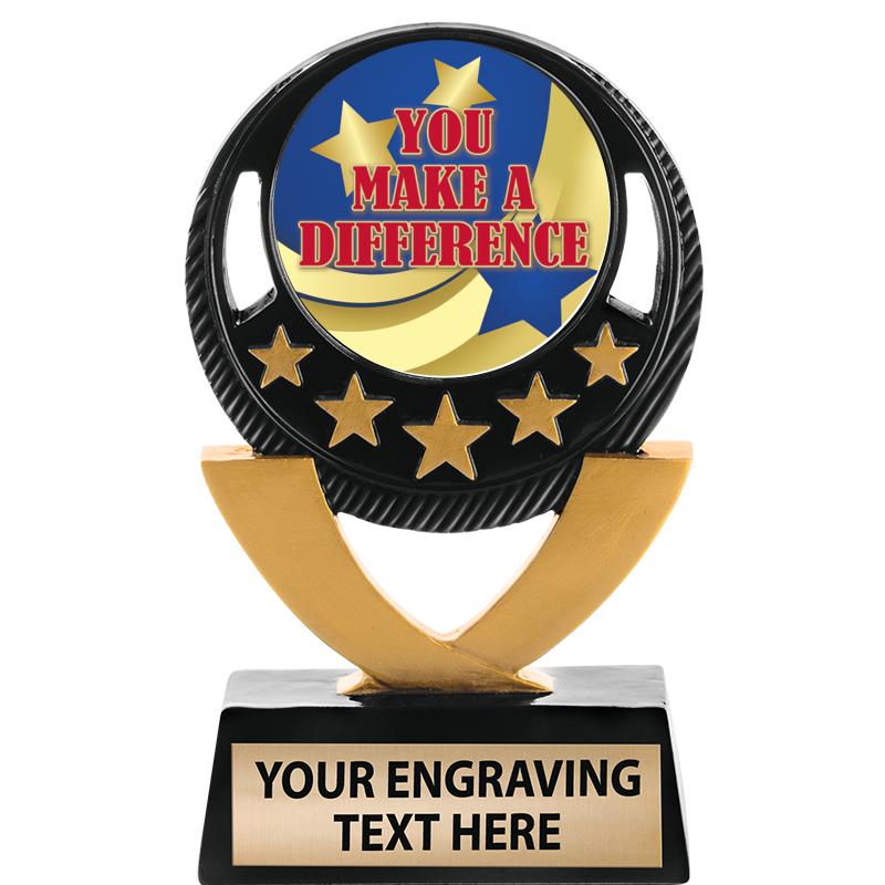 5"FIVE STAR BLK-GLD INS SCULP