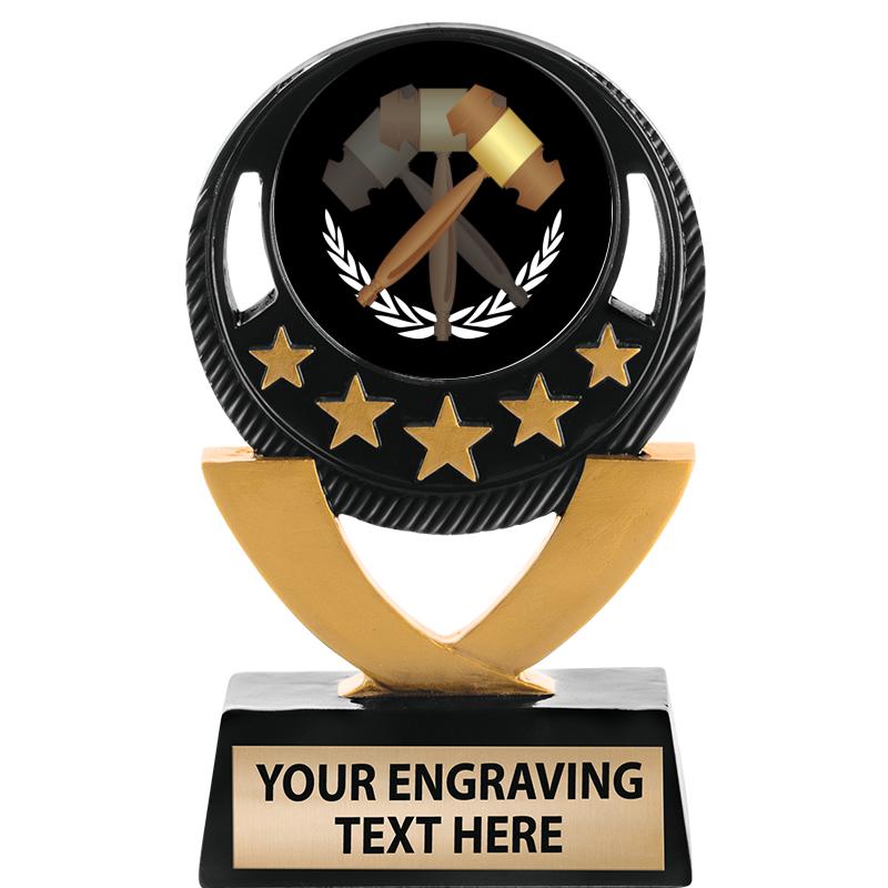 5"FIVE STAR BLK-GLD INS SCULP