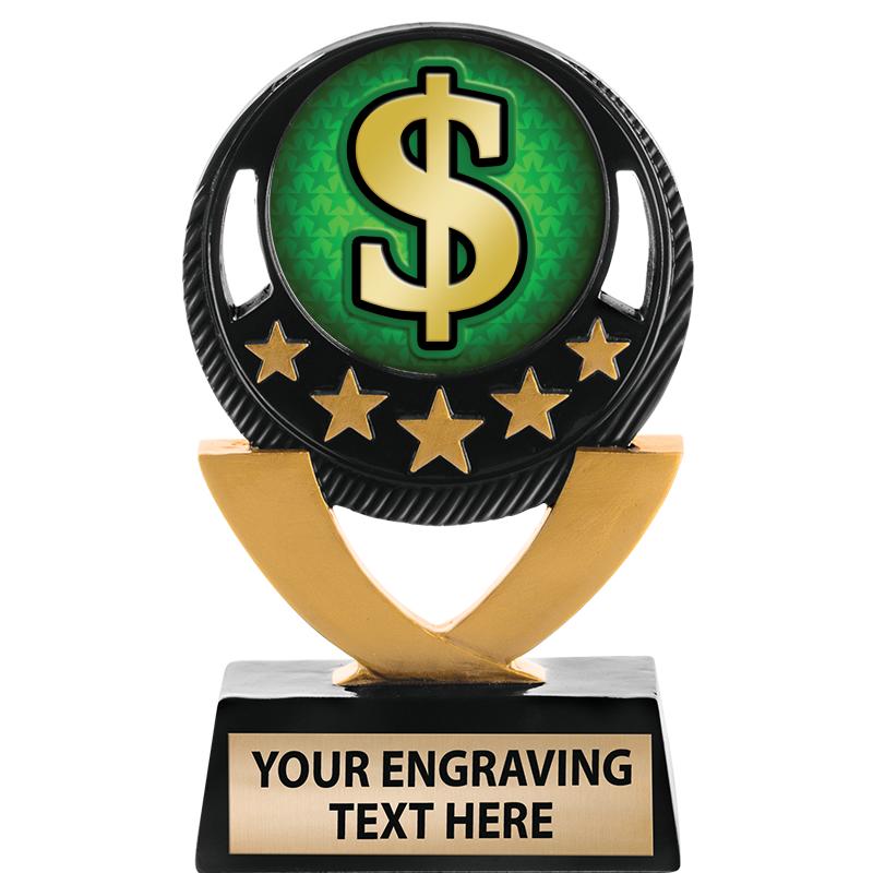 5"FIVE STAR BLK-GLD INS SCULP