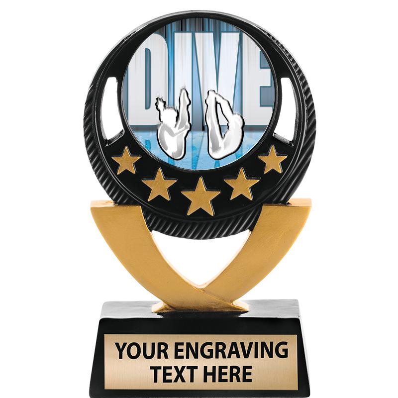 5"FIVE STAR BLK-GLD INS SCULP