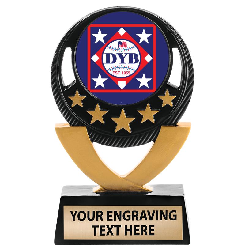 5"FIVE STAR BLK-GLD INS SCULP