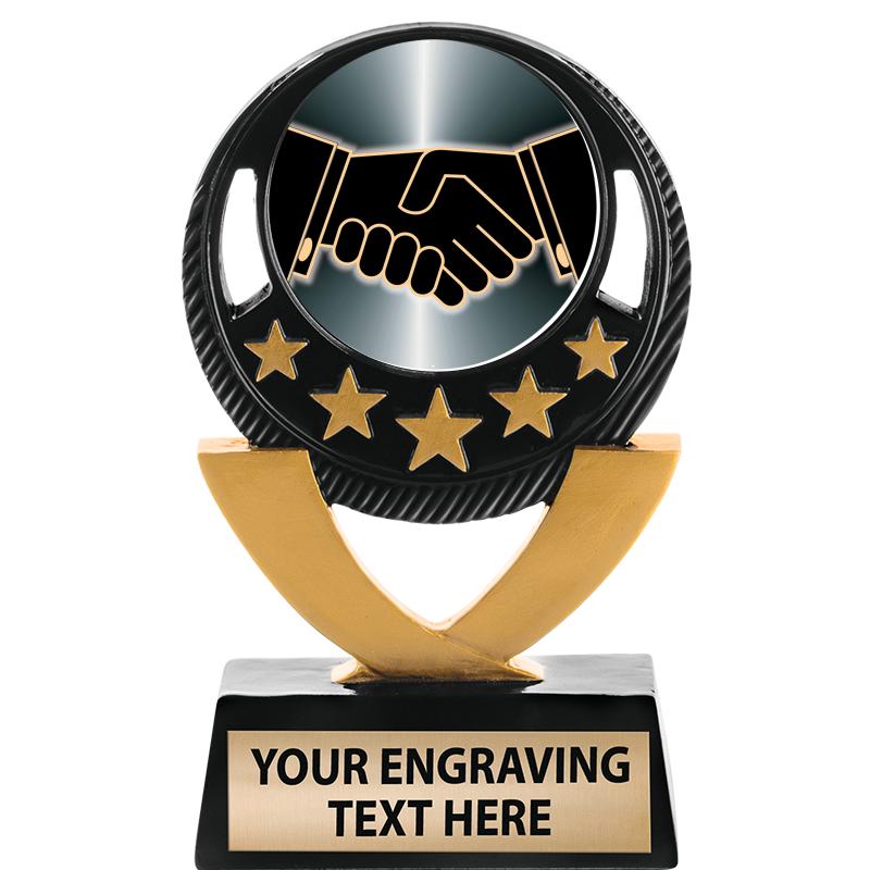 5"FIVE STAR BLK-GLD INS SCULP