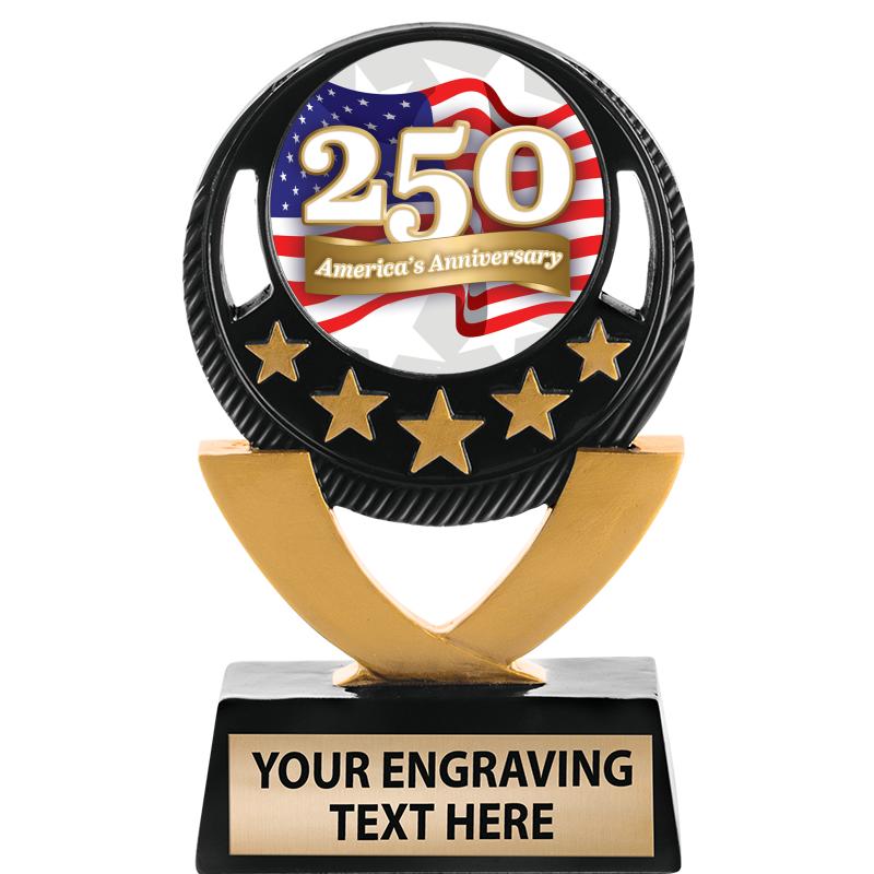 5"FIVE STAR BLK-GLD INS SCULP