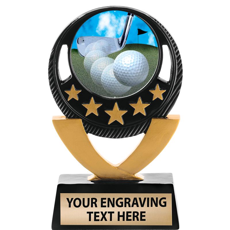 5"FIVE STAR BLK-GLD INS SCULP