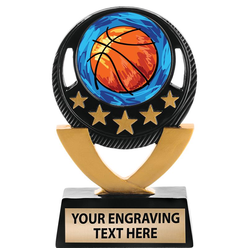 5"FIVE STAR BLK-GLD INS SCULP