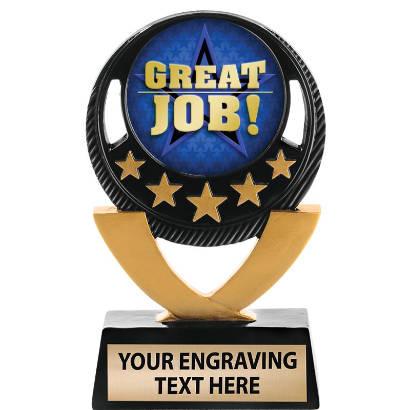 5"FIVE STAR BLK-GLD INS SCULP