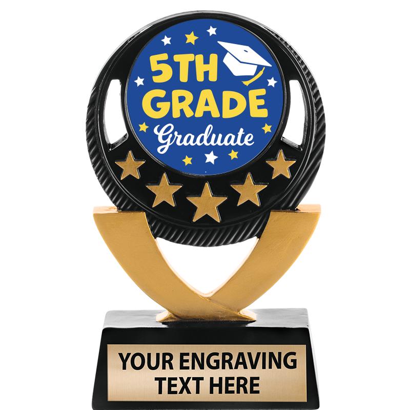 5"FIVE STAR BLK-GLD INS SCULP