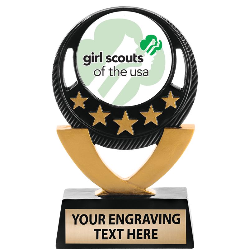 5"FIVE STAR BLK-GLD INS SCULP