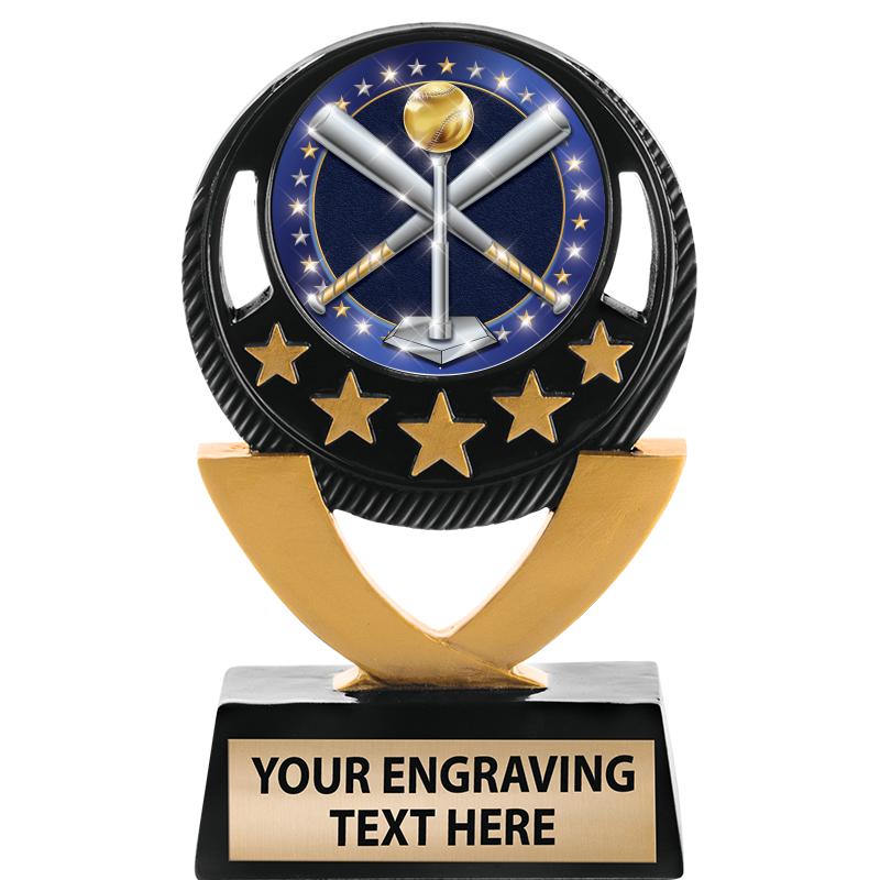 5"FIVE STAR BLK-GLD INS SCULP