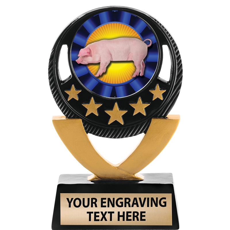 5"FIVE STAR BLK-GLD INS SCULP