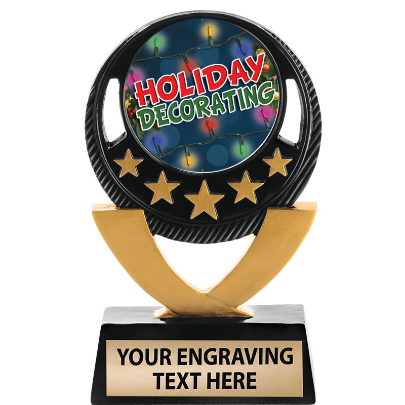 5"FIVE STAR BLK-GLD INS SCULP