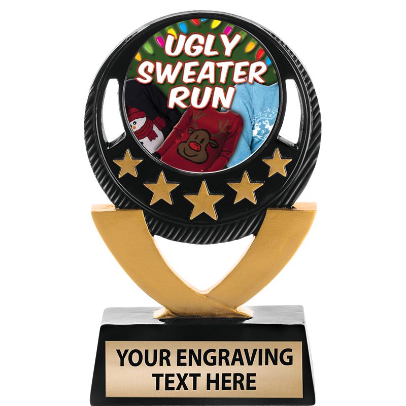 5"FIVE STAR BLK-GLD INS SCULP