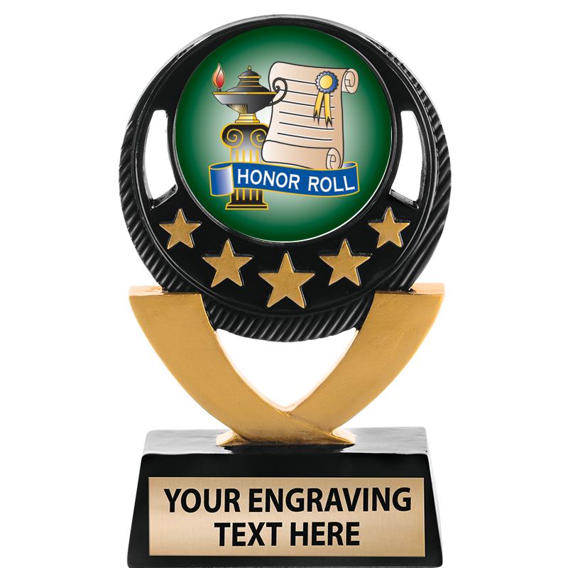 5"FIVE STAR BLK-GLD INS SCULP