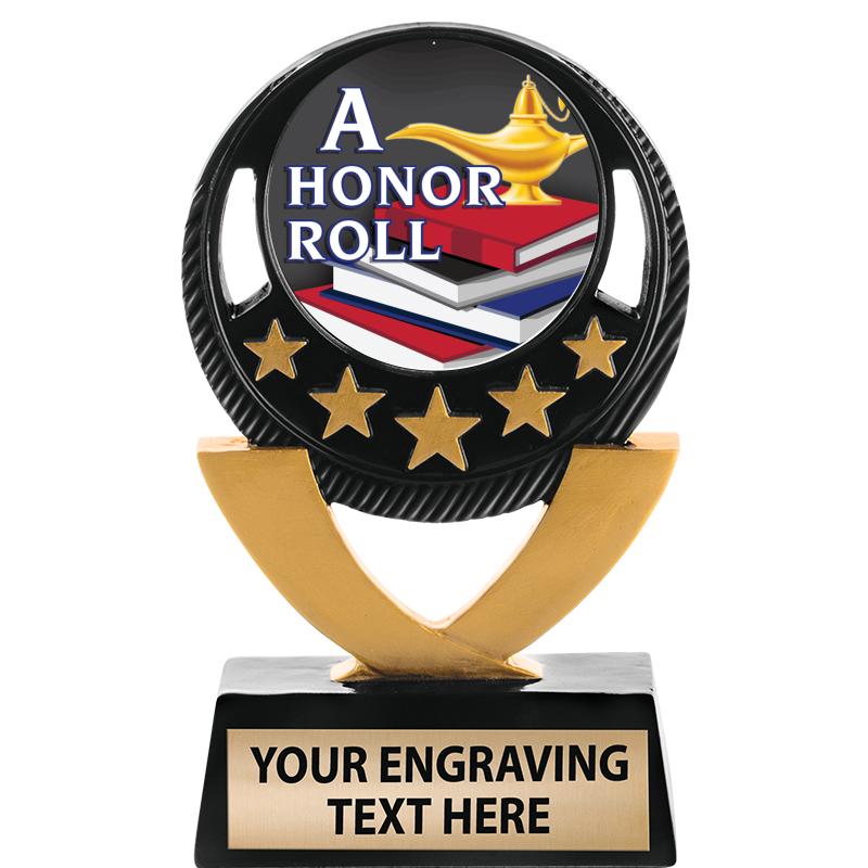 5"FIVE STAR BLK-GLD INS SCULP